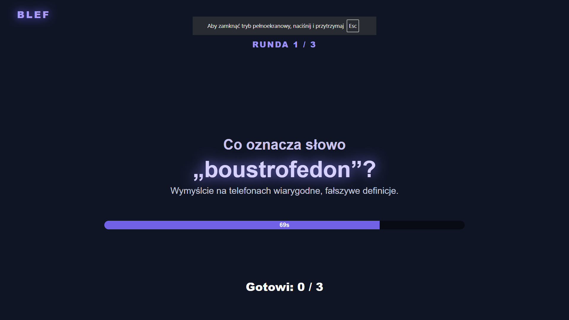 Pierwsza runda gry Blef